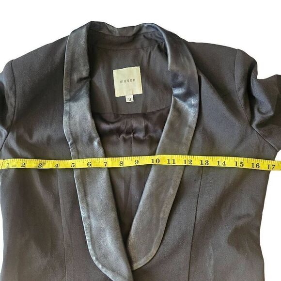 Mason womens Sz 0 black 100% lambskin contrast blazer - Picture 5 of 8